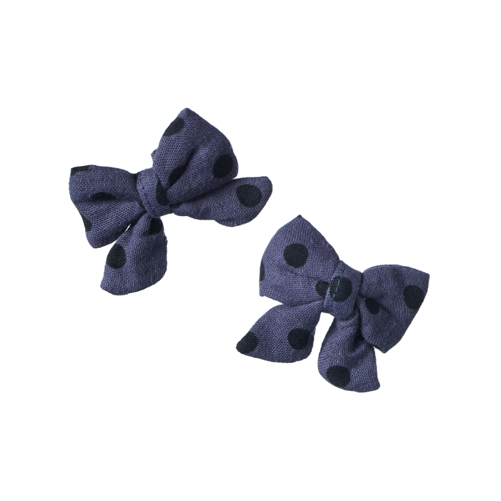 Violet Polka Dot Print Bow Hair Clips 2 Pack