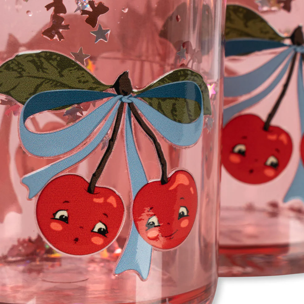 2 Pack Glitter Cups Cherry Bow