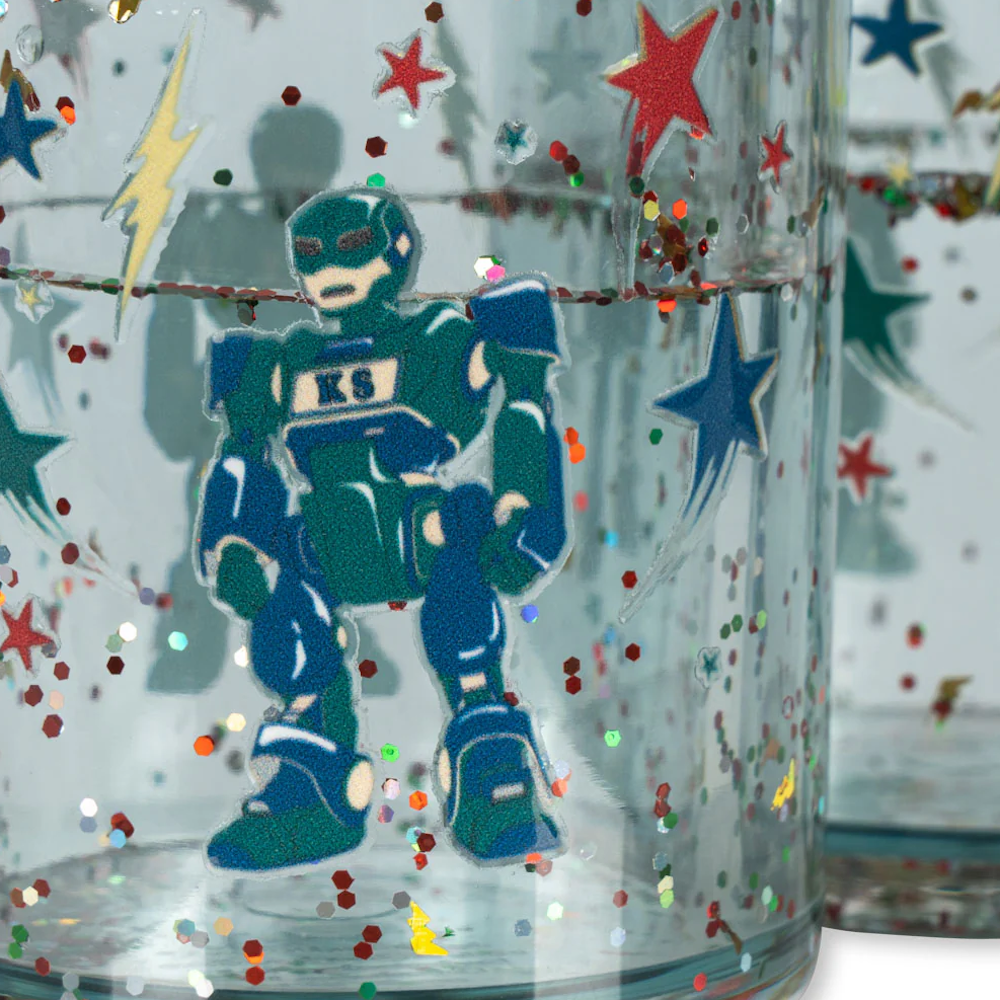 2 Pack Glitter Cups Hero Robot