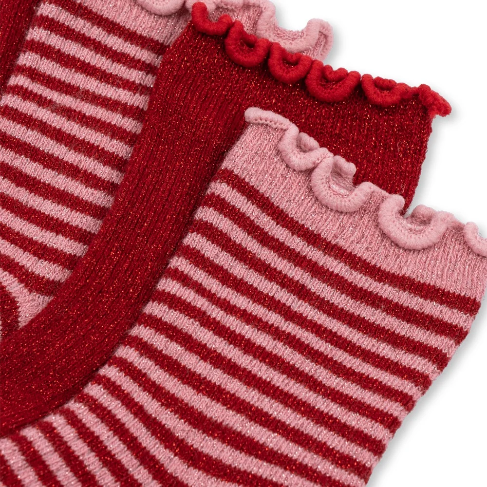 2 Pack Glitter Socks Red Stripe