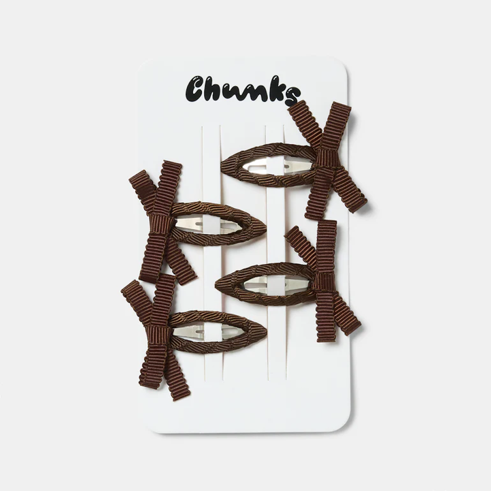 Bow Snap Clips In Chocolate