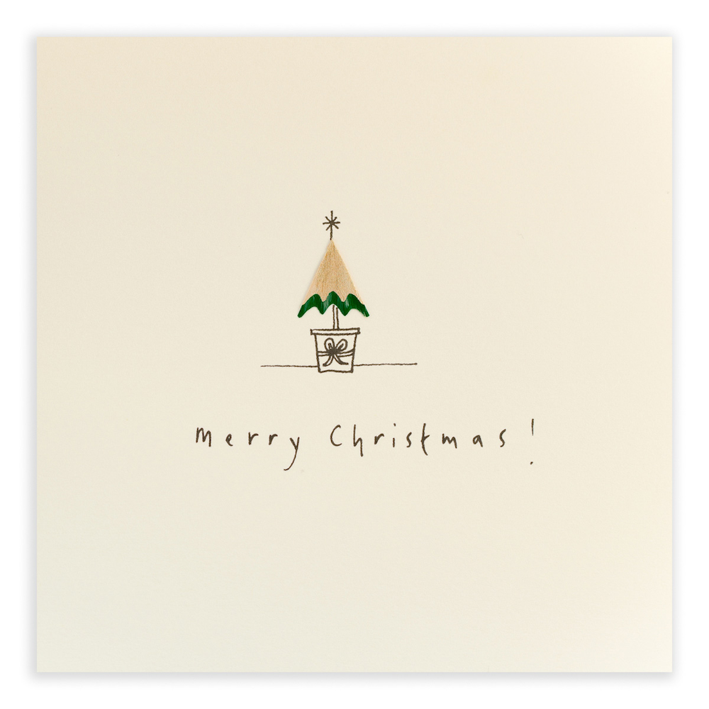 Christmas Tree Pencil Shavings Greeting Card