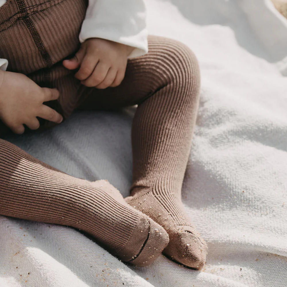 Footed Cotton Tights Granola