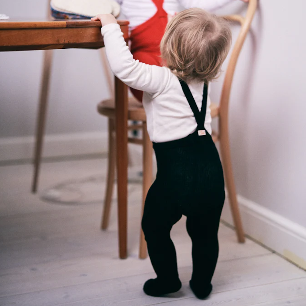 Footed Cotton Tights Classic Black