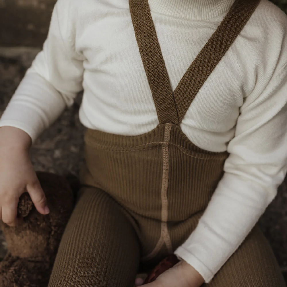 Footed Cotton Tights Acorn Brown