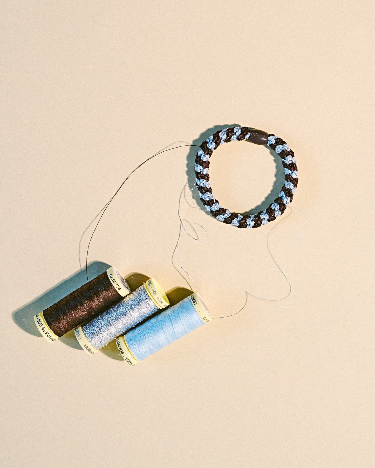Brown Sea Blue Glitter Stripe Hair Tie detail