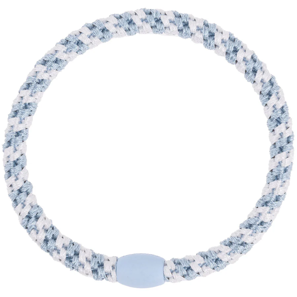 Slim Sea Blue-White Hair Tie