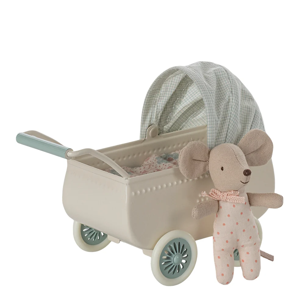 Pram With Baby Mouse Mint