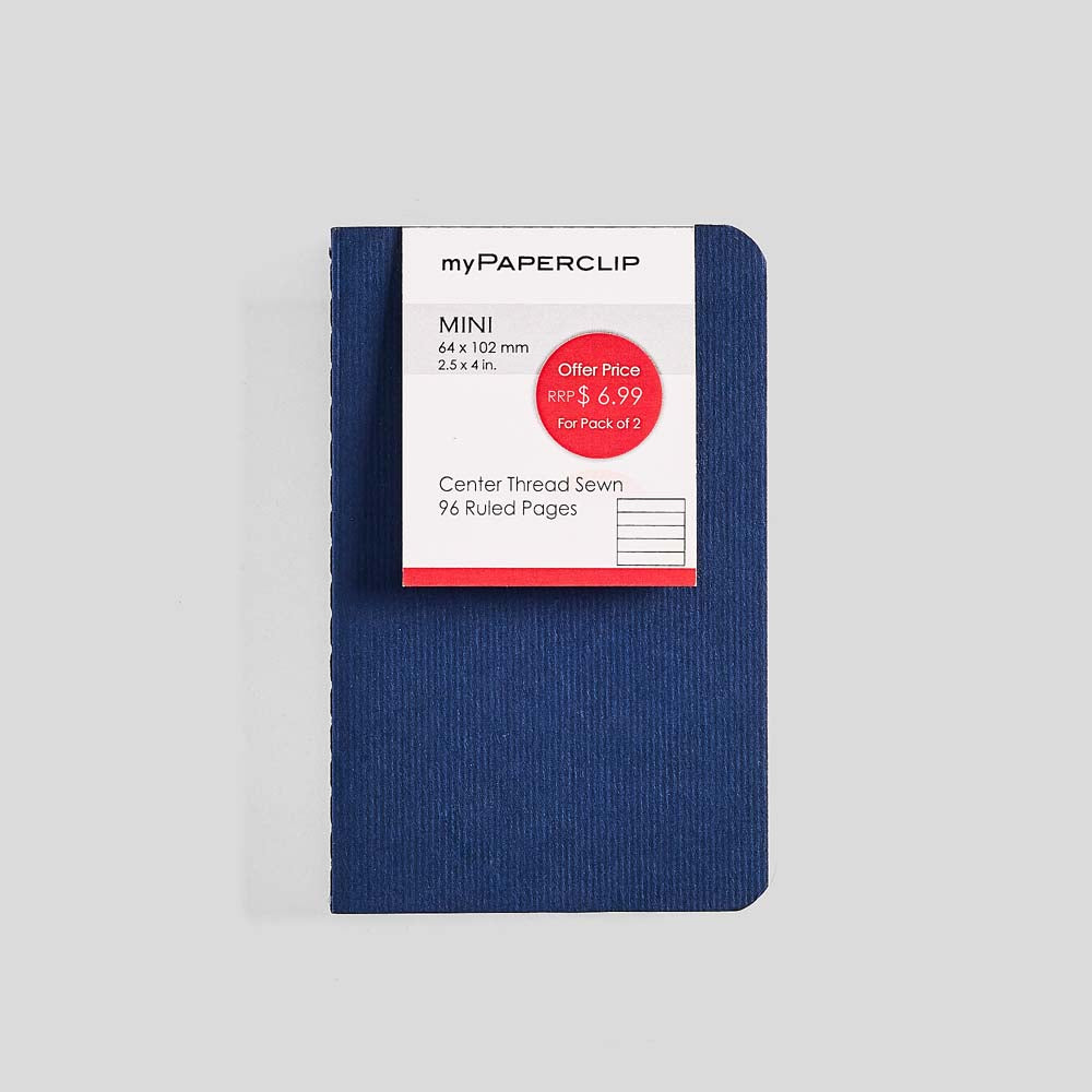 myPAPERCLIP Mini Centre Thread Notebook - Blue