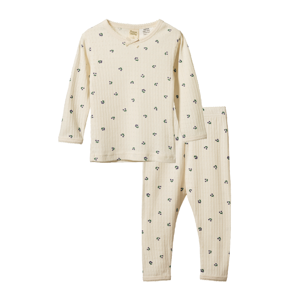 Long Sleeve Pointelle Pyjama Set Winter Berry Print