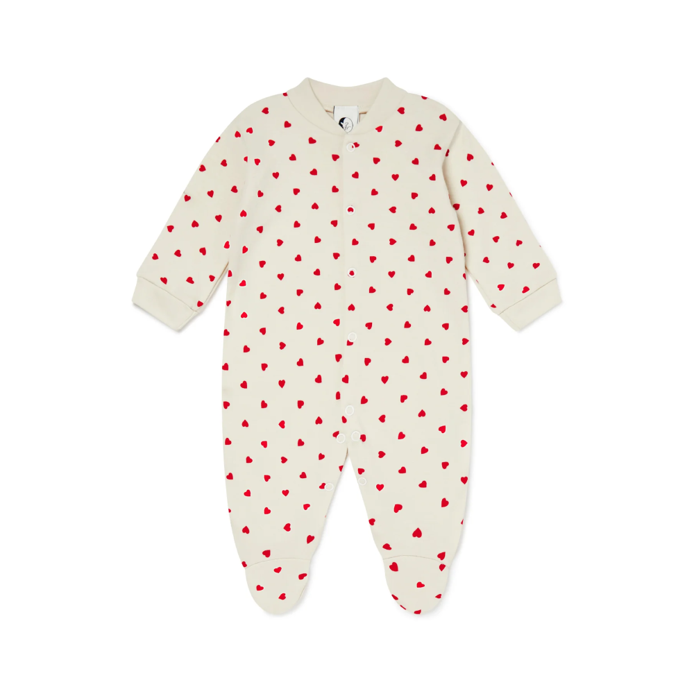Baby Sleepsuit Red Love Hearts