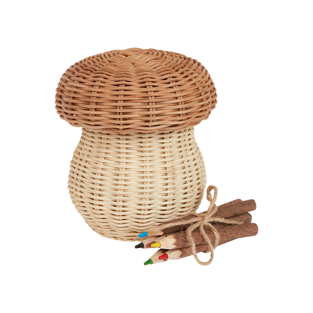 Porcini Mushroom Basket With Twig Pencils