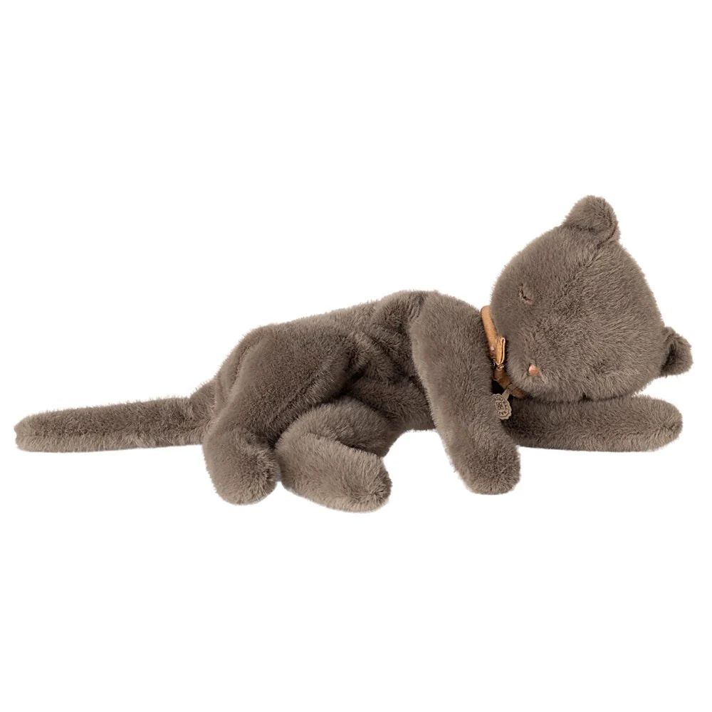 Sleeping Kitten Plush Medium Grey