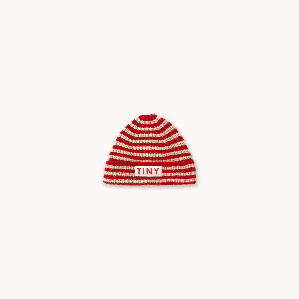 Stripes Baby Beanie Dark Red
