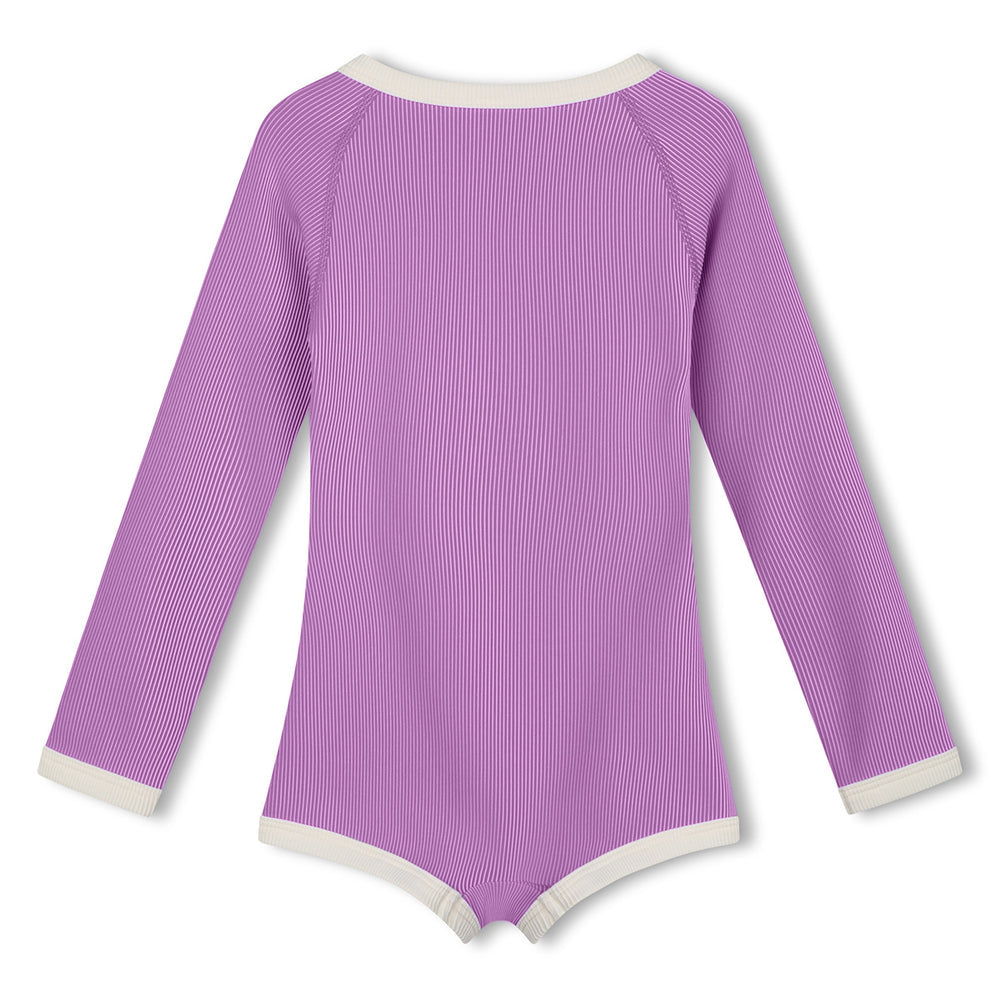 Lilac Mini Stripe Rashie Onesie back