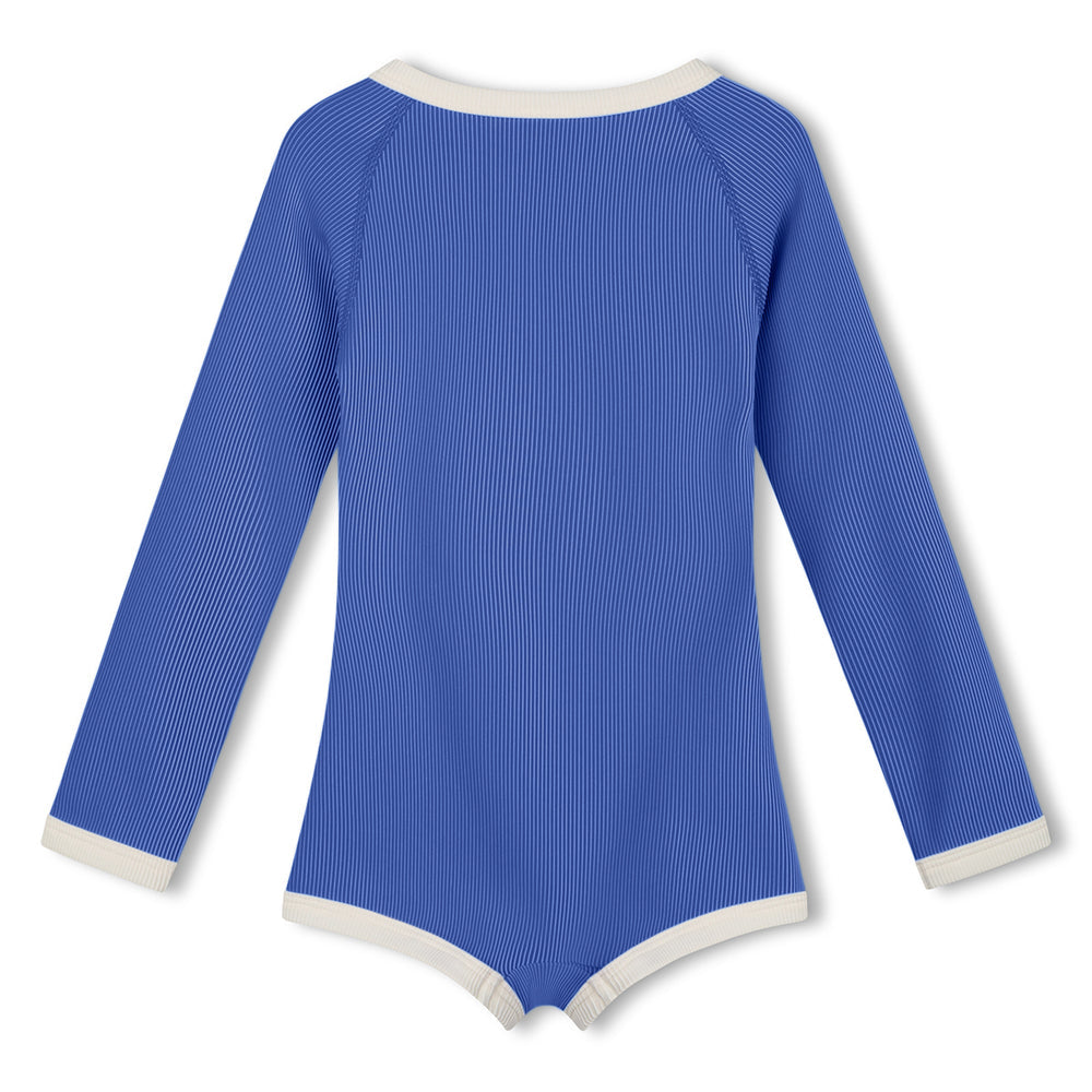 Sea Blue Mini Stripe Rashie Onesie back