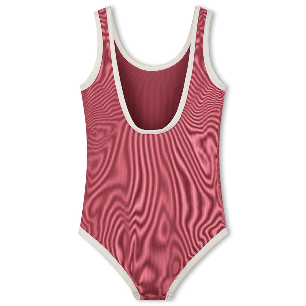 Clay Red Mini Stripe Scoop One Piece back
