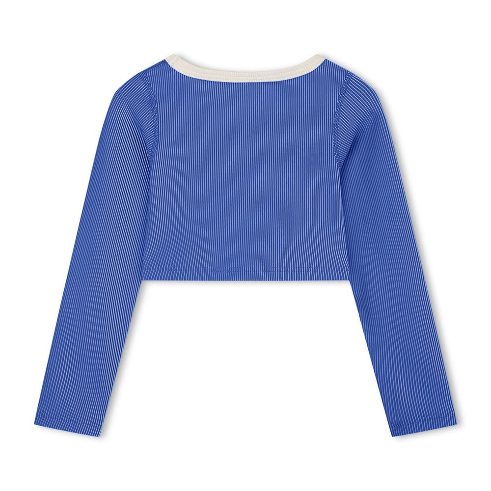 Sea Blue Mini Stripe Crop Rashie back