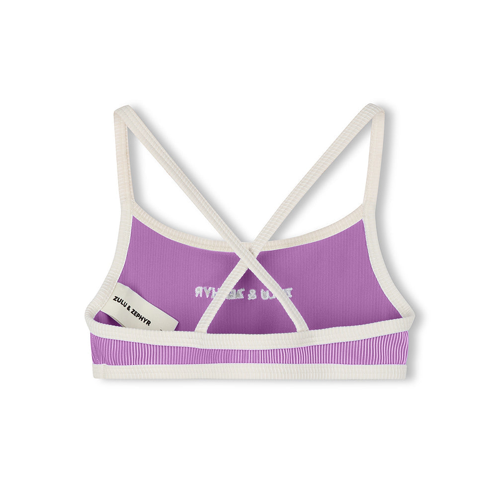 Lilac Mini Stripe Logo Bikini Top back