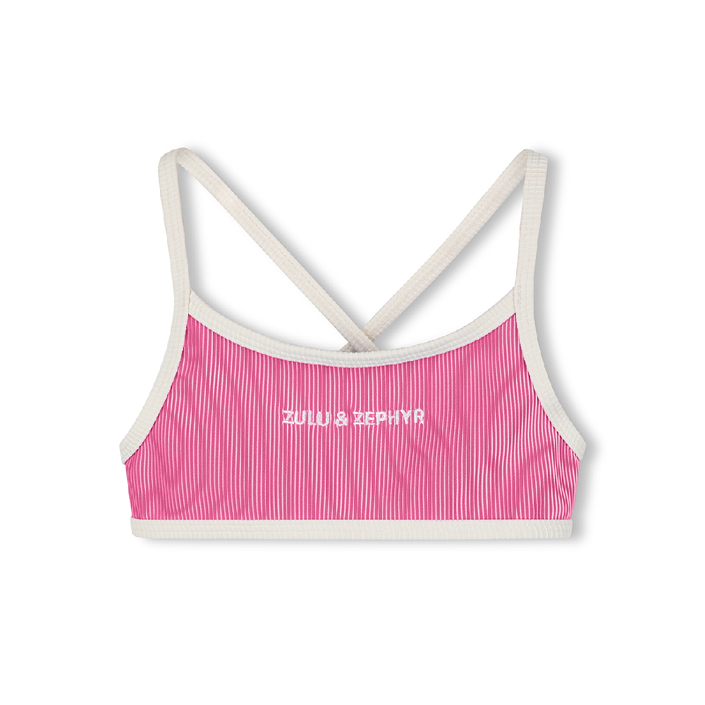 Mini Stripe Logo Bikini Top Shell Pink
