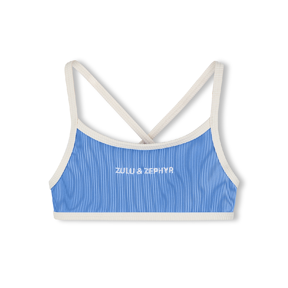 Mini Stripe Logo Bikini Top Sky Blue