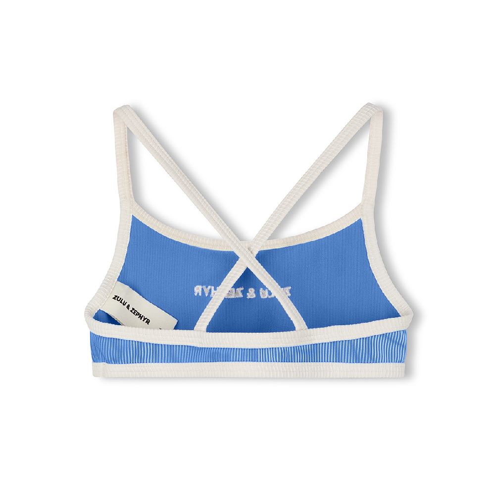 Mini Stripe Logo Bikini Top Sky Blue