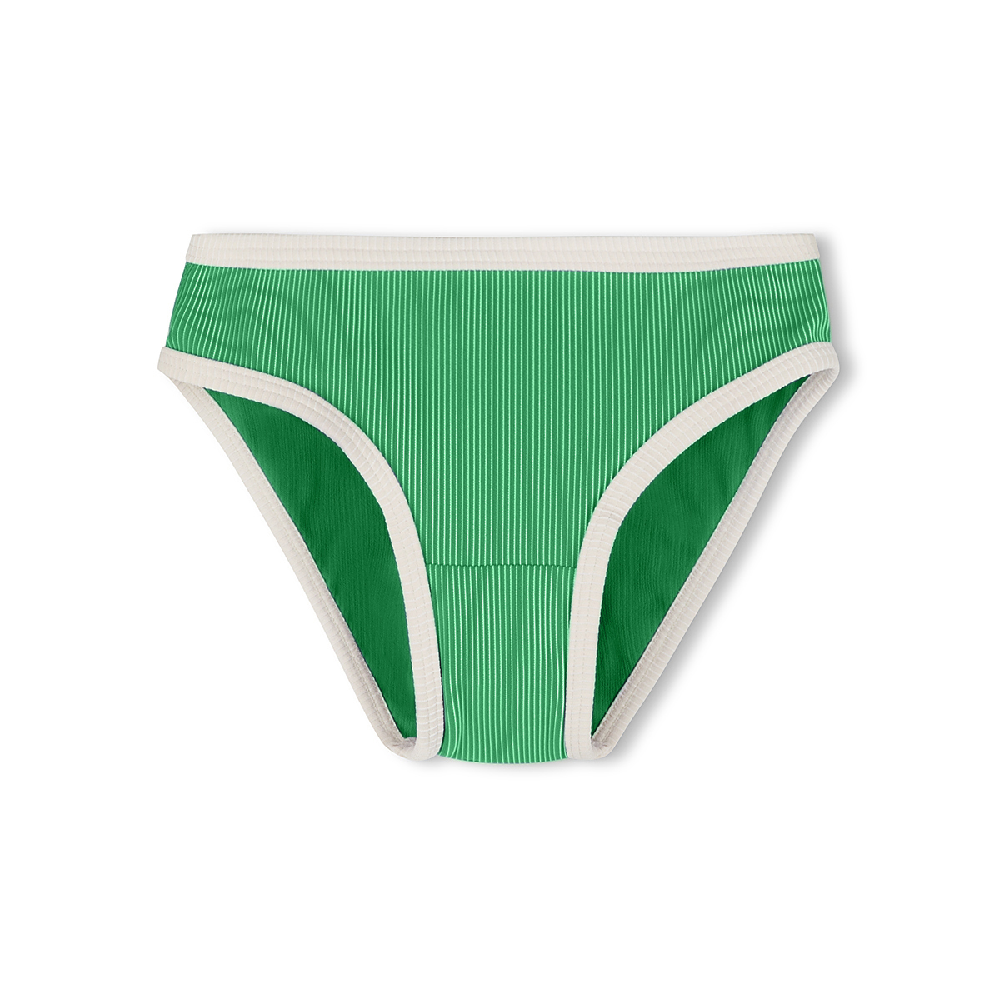 Mini Stripe Rib Bikini Bottom Parrot Green