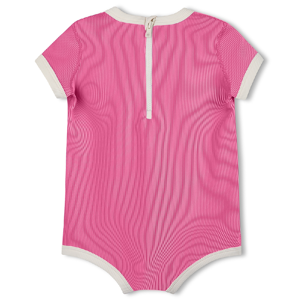 Mini Stripe Rib Infant Onesie Shell Pink