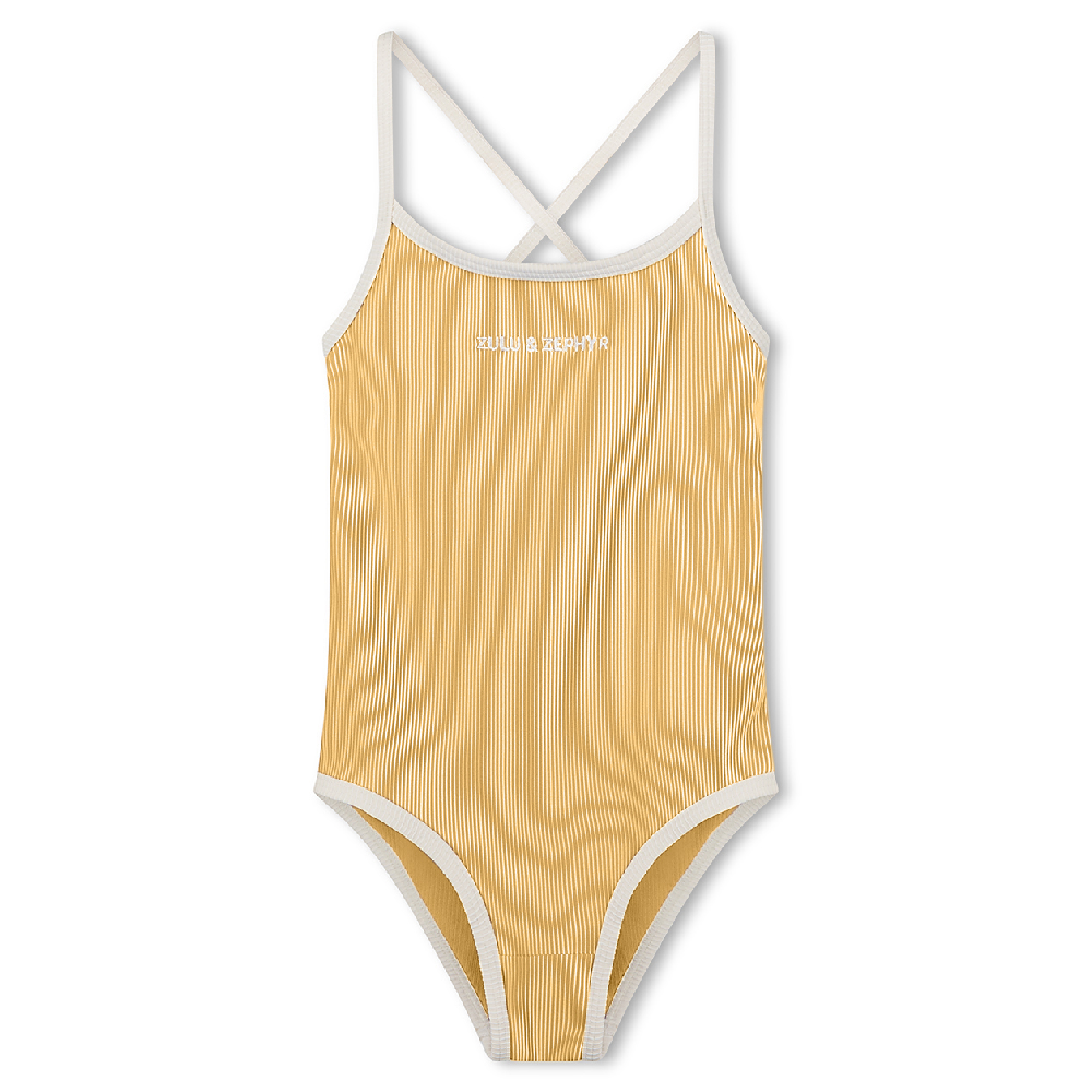 Mini Stripe Rib Logo One Piece Marigold