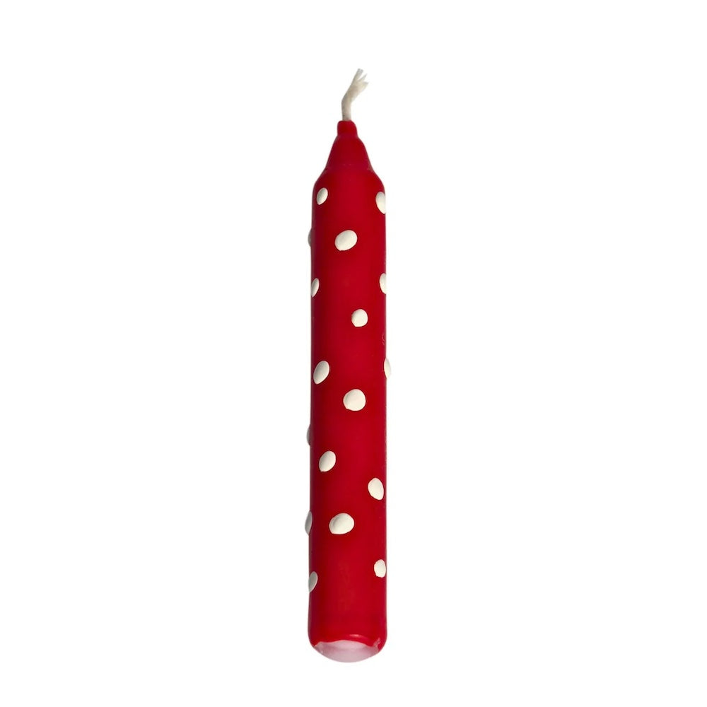 Celebration Ring Candle White Dots Red