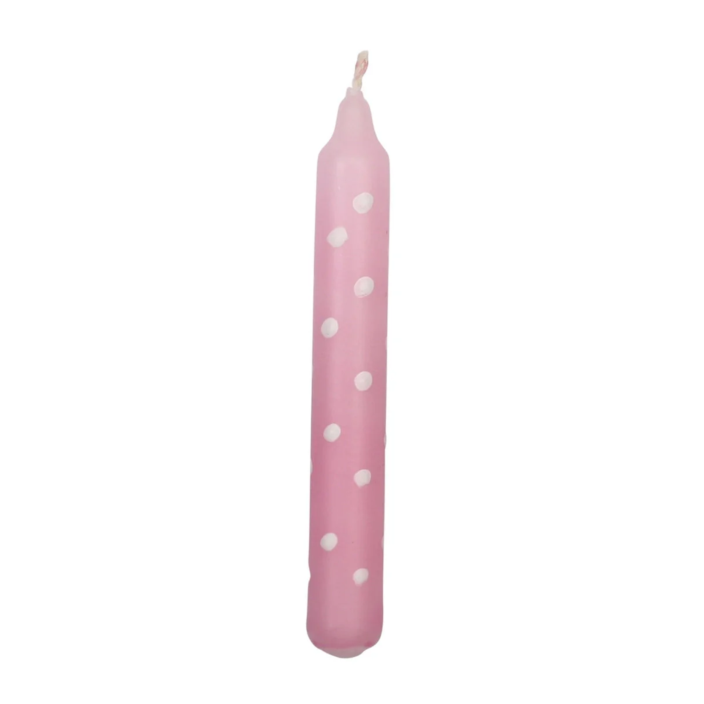 Celebration Ring Candle White Dots Pink
