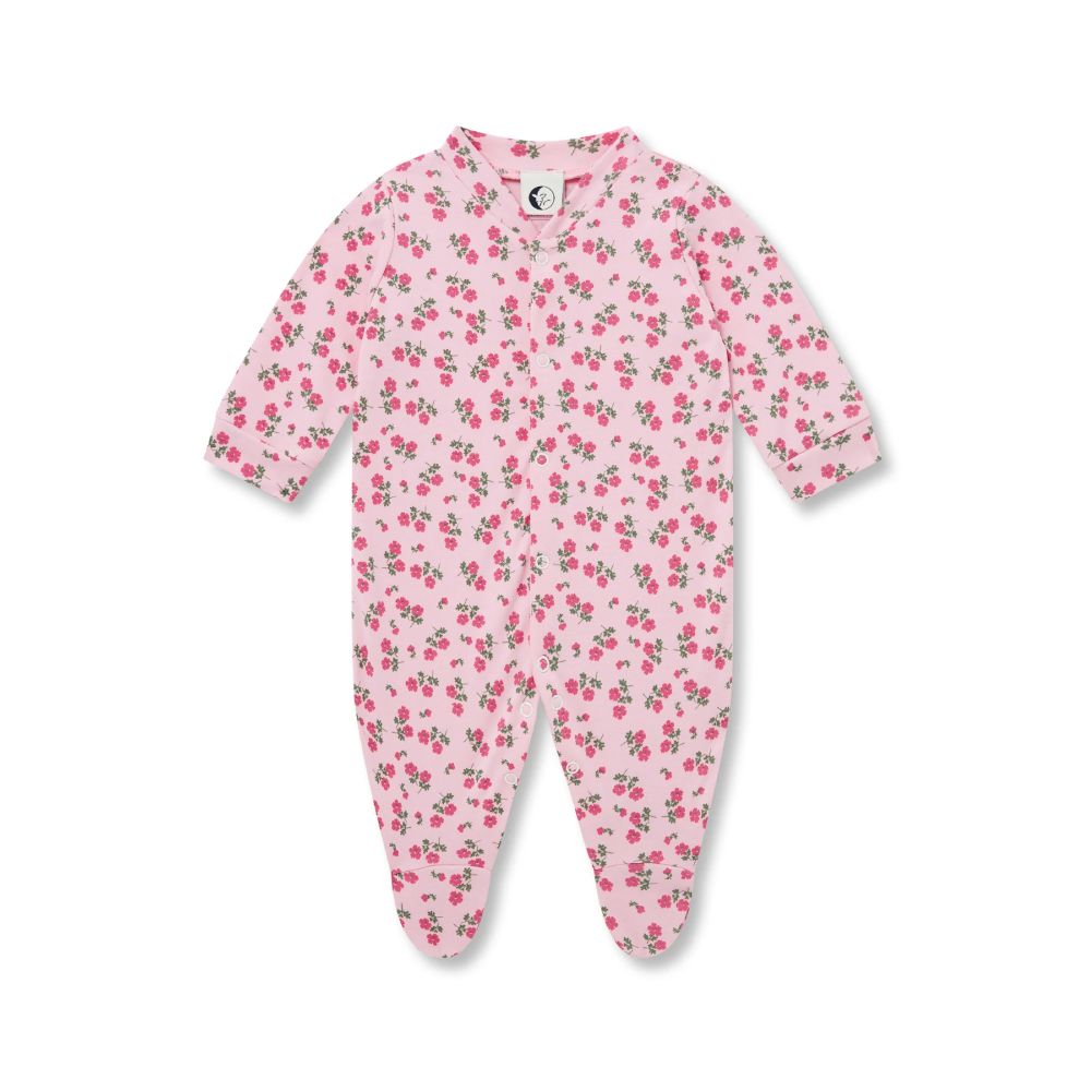 Baby Sleepsuit Pink Tea Floral