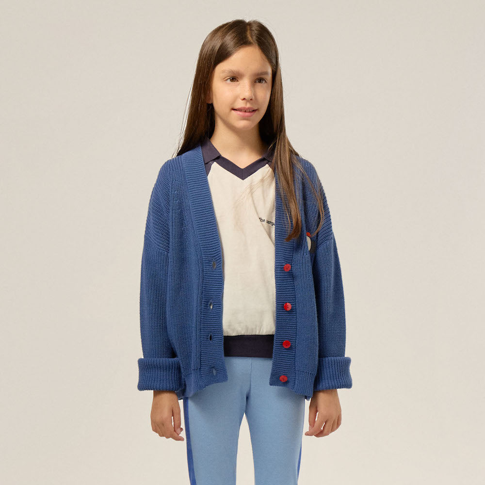 Blue Oversized Kids Cardigan