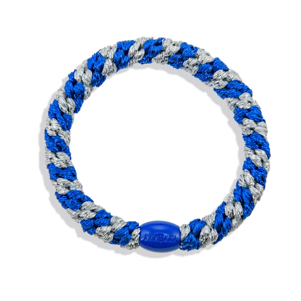 Electric Blue Glitter Silver Glitter Hair Tie