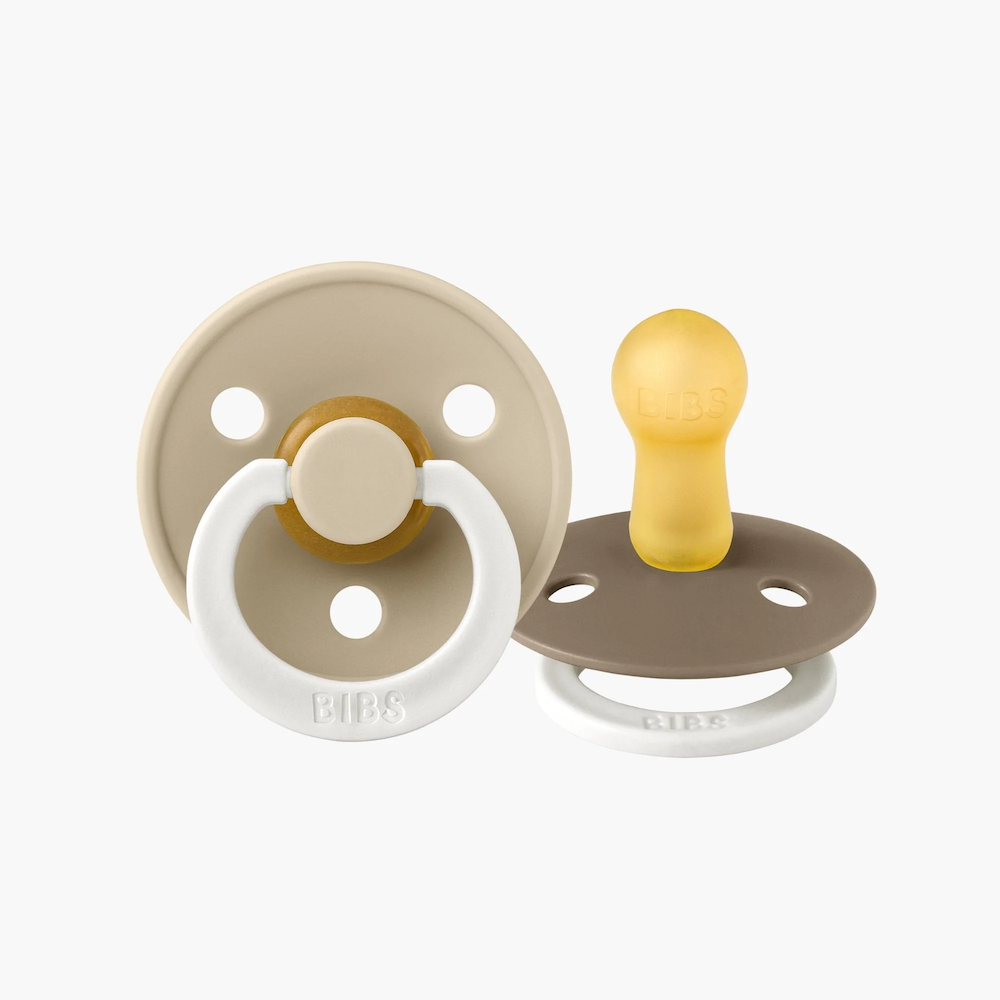 Bibs Dummy Twin Pack Glow Vanilla/Dark Oak Round