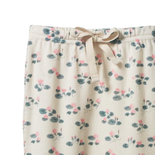 Cotton Footed Rompers Waterlilies Print