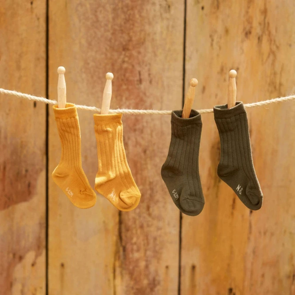 Organic Cotton Rib Socks Thyme