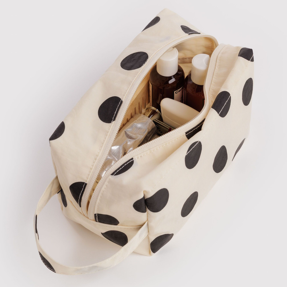 Dopp Kit Cream And Black Polka Dot