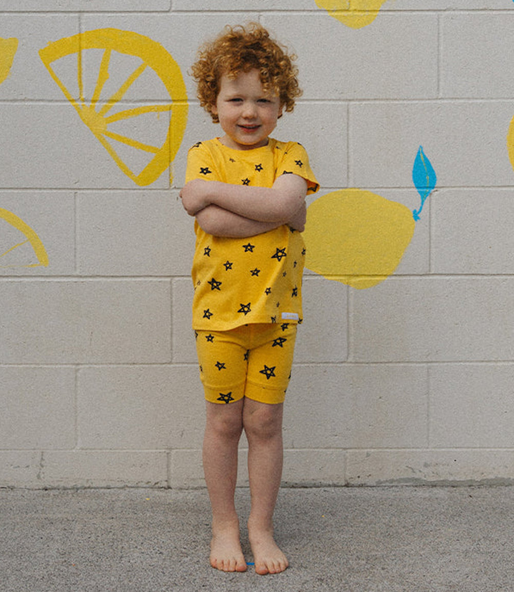 Yellow Stars Shortie PJ Set