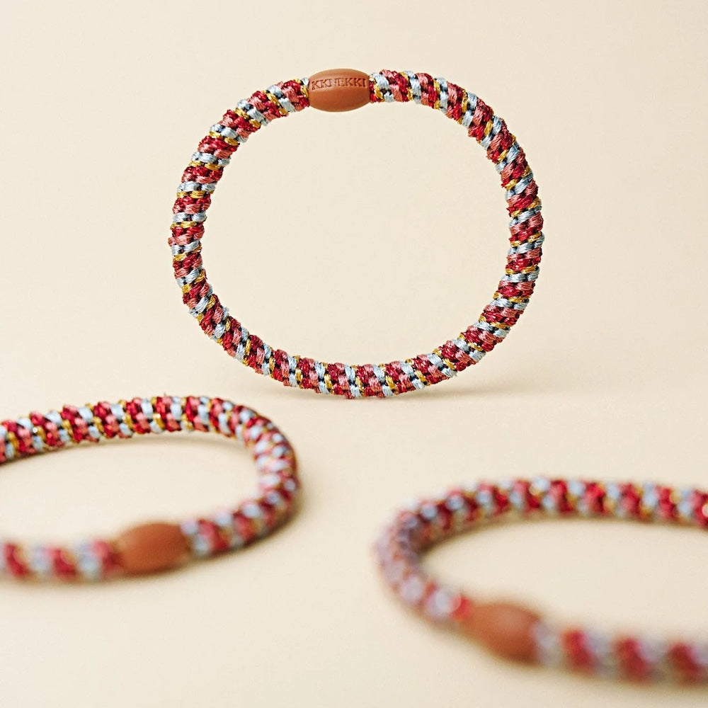 Bordeaux Orange Glitter Stripe Hair Tie