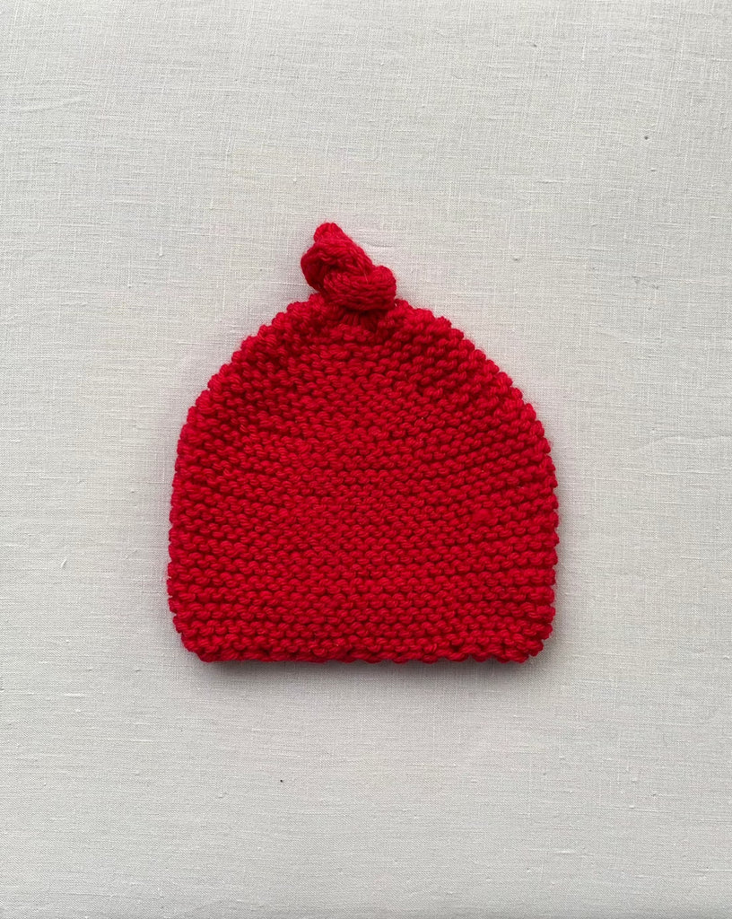 Knitted by Nana Top Knot Beanie Love Heart