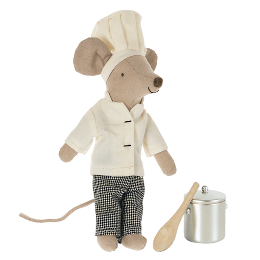 Maileg Chef Mouse with Soup Pot and Spoon