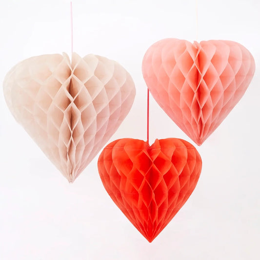 Heart Honeycomb Decorations Pack of 6