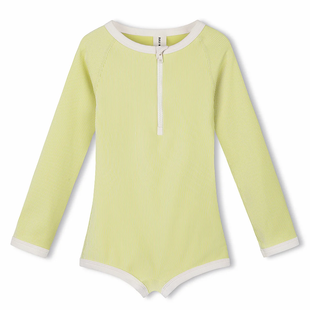 Mini Stripe Rib Rashie Onesie Citrus