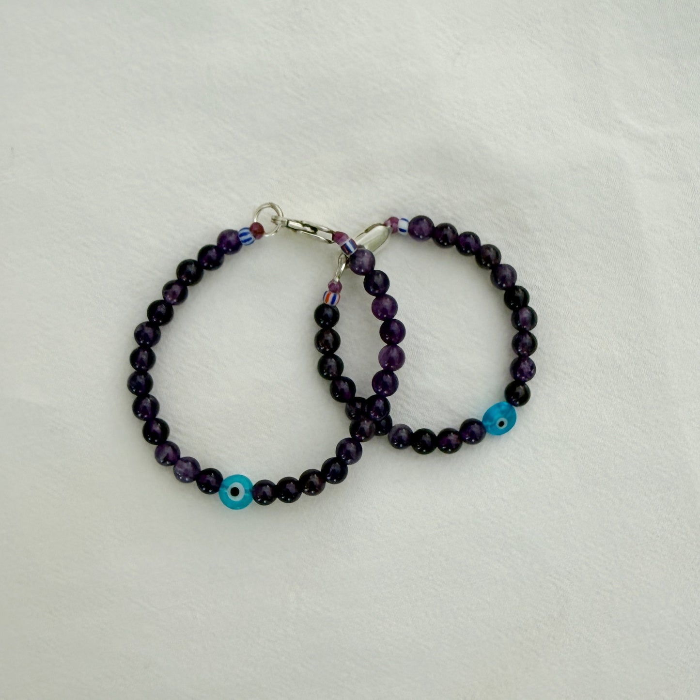 Amethyst + Turquoise Evil Eye Bracelet