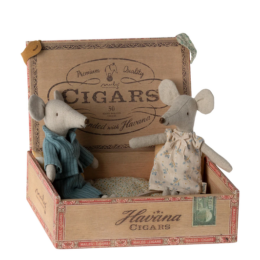 Mum and Dad Mouse in Cigarbox