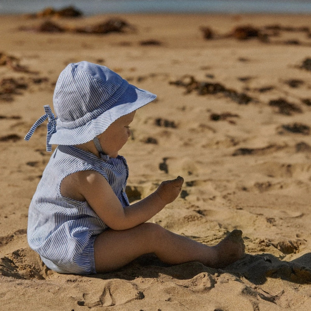 Blue Stripe Linen Sunhat