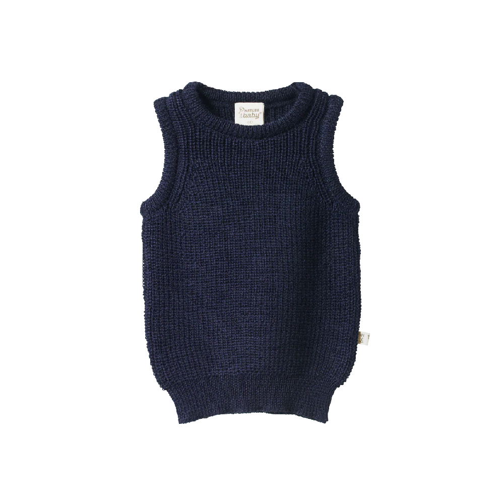 Merino Chunky Knit Vest Navy