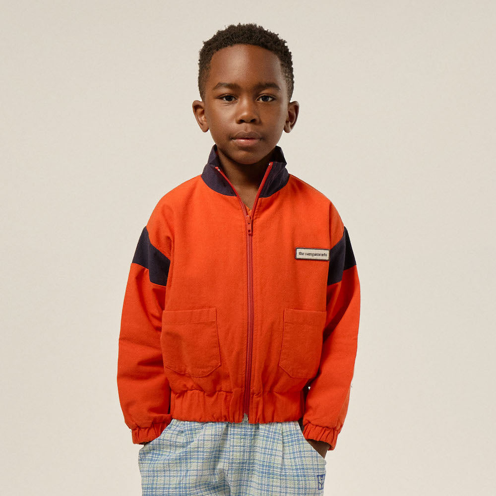 Orange Colour Block Kids Jacket
