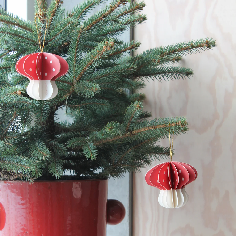 Christmas Mushroom Paper Ornament 3 Pack